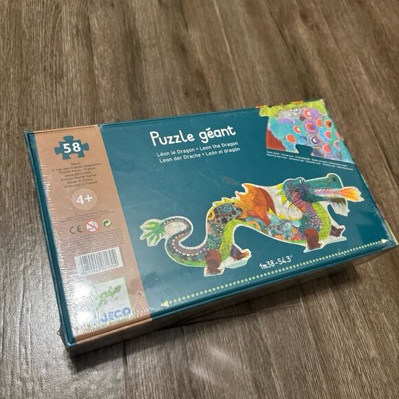 New Djeco Leon The Dragon shaped Giant Puzzle 58 pieces 54.3 inches long - Picture 4 of 5